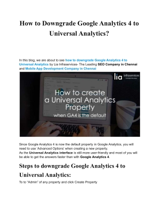 How to Downgrade Google Analytics 4 to Universal Analytics