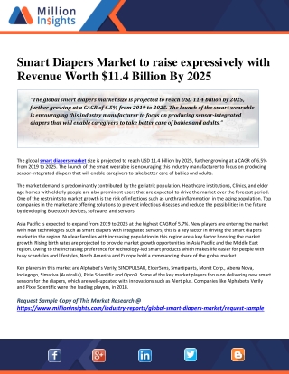 Smart Diapers Market to raise expressively with Revenue Worth $11.4 Billion By 2025