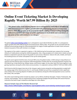 Online Event Ticketing Market Is Developing Rapidly Worth $67.99 Billion By 2025