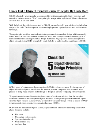 Check Out 5 Object Oriented Design Principles By Uncle Bob!