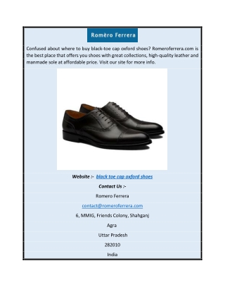 Black Toe Cap Oxford Shoes | Romeroferrera.com