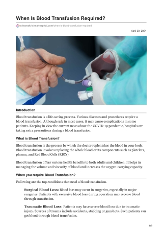 sriramakrishnahospital.com-When Is Blood Transfusion Required