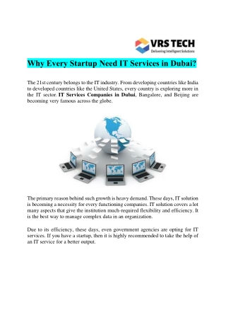 Why Every Startup Need IT Services in Dubai?