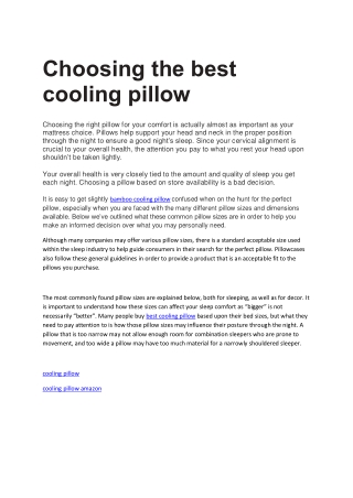 Choosing the right Bamboo Cooling Pillow