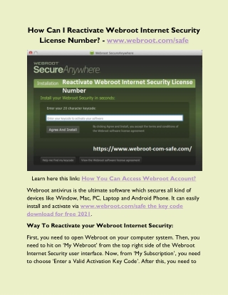 How Can I Reactivate Webroot Internet Security License Number? - www.webroot.com