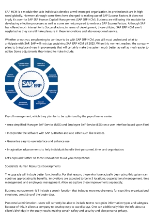 The Future of SAP ERP HCM