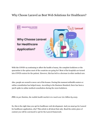 Why Choose Laravel as Best Web Solutions for Healthcare?