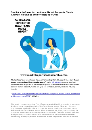 Saudi Arabia Connected Healthcare Market Report