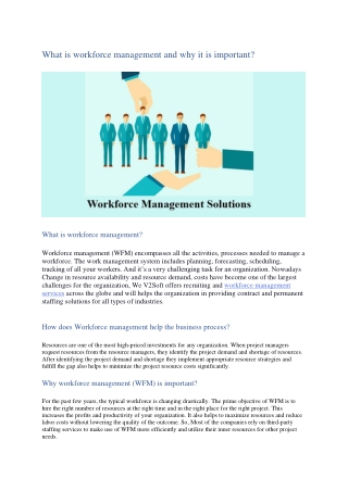 What is workforce management and why it is important