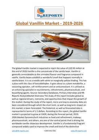 Global Vanillin Market - 2019-2026