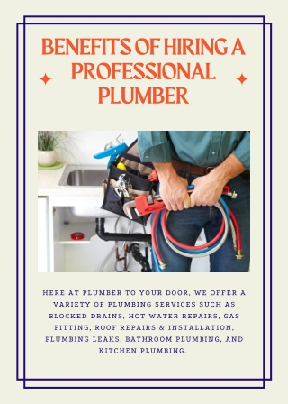 Benefits of Hiring Professional Plumber