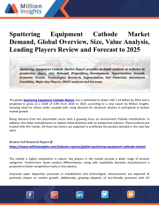 Sputtering Equipment Cathode Market 2027 Global Leading Players, Business