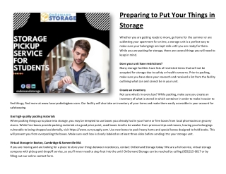 Preparing to Put Your Things in