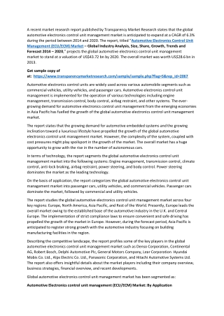 Automotive Electronics Control Unit Management (ECUECM) Market