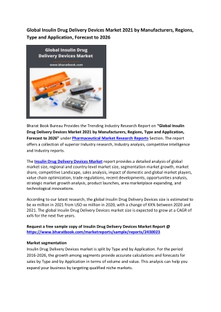 Global Insulin Drug Delivery Devices Market Research Report 2021-2026
