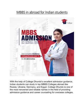 MBBS in abroad for Indian students