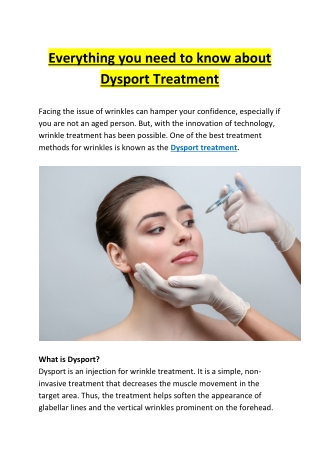 Everything you need to know about Dysport Treatment