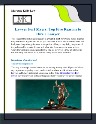 Lawyer in Fort Myers |Marquez Kelly Law