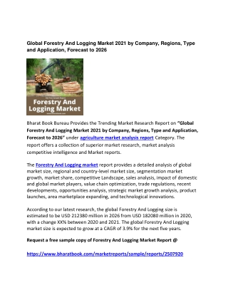 Global Forestry And Logging Market 2021 by Company Forecast 2026