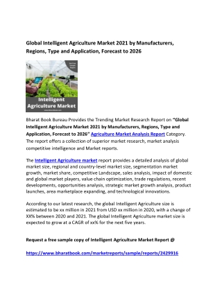 Global Intelligent Agriculture Market 2021 by Manufacturers Forecast 2026