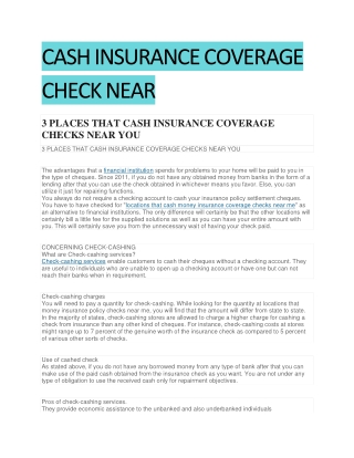 Places To Cash Insurance Checks usa-