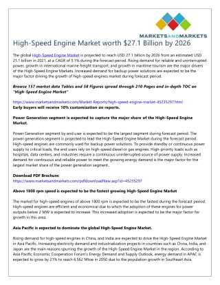 High-Speed Engine Market worth $27.1 Billion by 2026