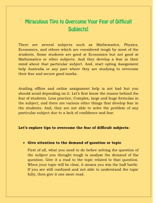 Miraculous Tips to Overcome Your Fear of Difficult Subjects