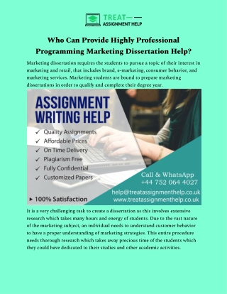 Who Can Provide Highly Professional Programming Marketing Dissertation Help
