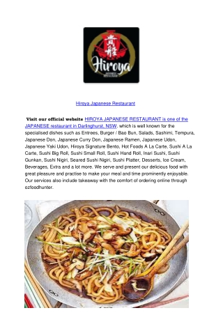 5% off-Hiroya Japanese Restaurant Darlinghurst Menu, NSW