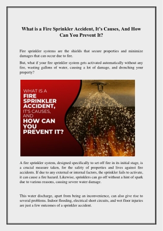 What is a Fire Sprinkler Accident Causes and its Prevention