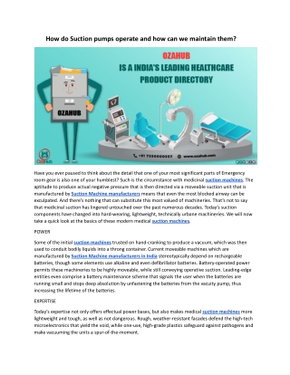 How do Suction pumps operate and how can we maintain them.docx