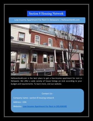 Low Income Apartment For Rent In Delaware | Hellosection8.com