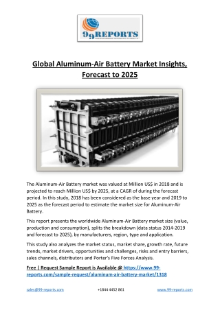 Global Aluminum-Air Battery Market Insights, Forecast to 2025