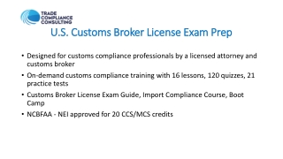 U.S. Customs Broker License Exam Prep