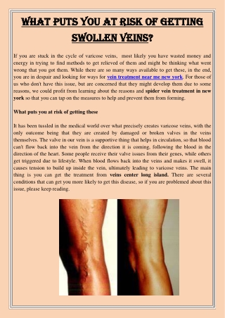 What puts you at risk of getting swollen veins