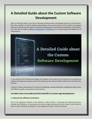 A Detailed Guide about the Custom Software Development