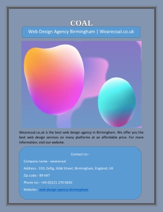 Web Design Agency Birmingham | Wearecoal.co.uk