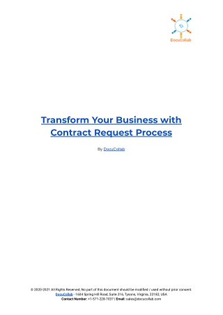 Transform Your Business with Contract Request Process