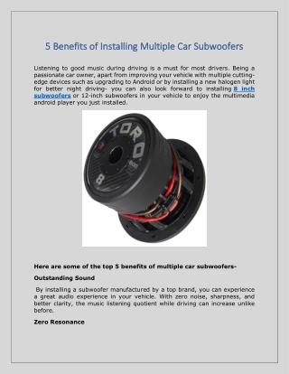 5 Benefits of Installing Multiple Car Subwoofers