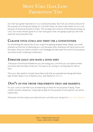 Most Used Hair Loss  Prevention Tips