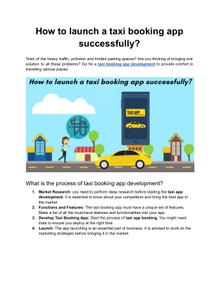 How to launch a taxi booking app successfully