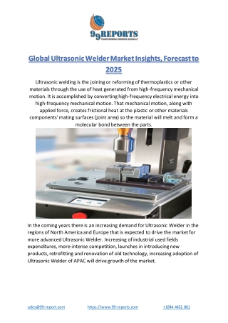 Global Ultrasonic Welder Market Insights, Forecast to 2025