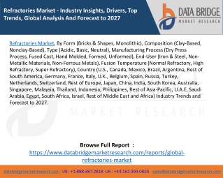 Refractories Market - Industry Insights, Drivers, Top Trends, Global Analysis And Forecast to 2027