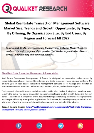 Global Real Estate Transaction Management Software Market Size, Trends and Growth Opportunity, By Type, By Offering, By