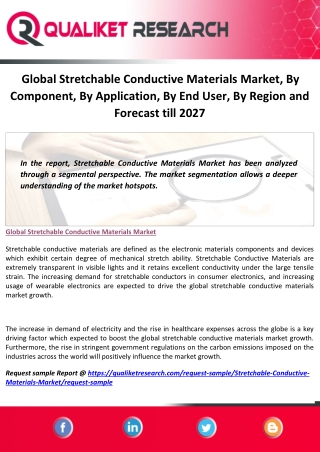 Global Stretchable Conductive Materials Market, By Component, By Application, By End User, By Region and Forecast till 2