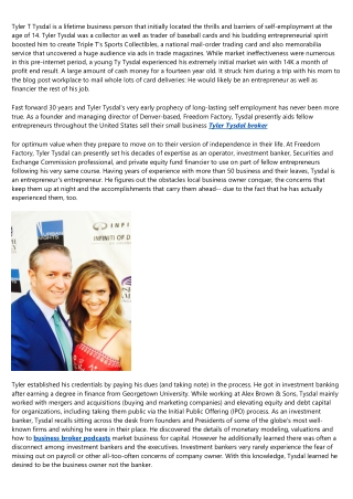 Tyler Tysdal Free Business Appraisals in Houston-Texas
