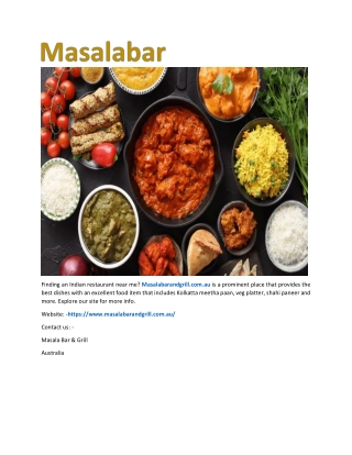 Indian Restaurant Near Me | masalabarandgrill.com.au