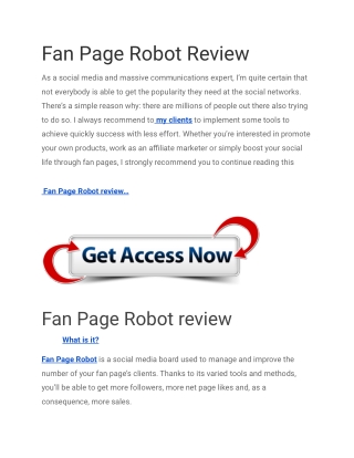 Fan Page Robot Review