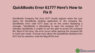 QuickBooks Error 6177? Here’s How to Fix it