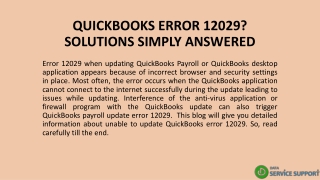 QUICKBOOKS ERROR 12029? SOLUTIONS SIMPLY ANSWERED